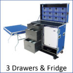 Workstations with Drawers and Fridge by VeriCor