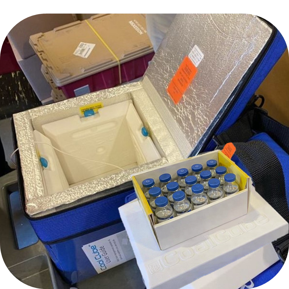 Vaccine Transfer Preparing vaccine transfer and transport using a Cool Cube medical cooler