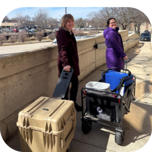 Public health nurses preparing to deploy to a vaccination clinic with their Cool Cube medical coolers for a public health immunization program