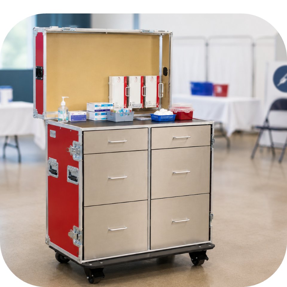 Medical workstation in a public healthcare setting