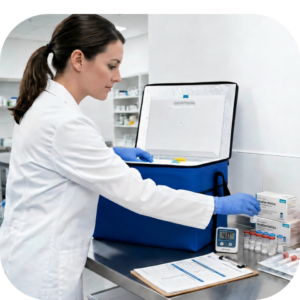Preparing a medical cooler before vaccine transport