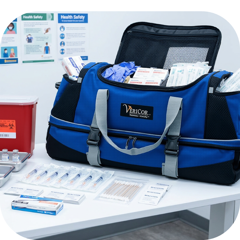 Pre-built vaccination supply kit ready for vaccination clinic