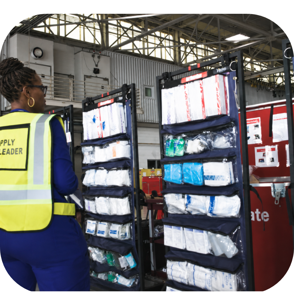 Supply leader inventories medical supplies in a triage and treatment system medical supply organizer